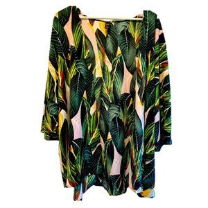 Tropical Leaf Print Women's Top